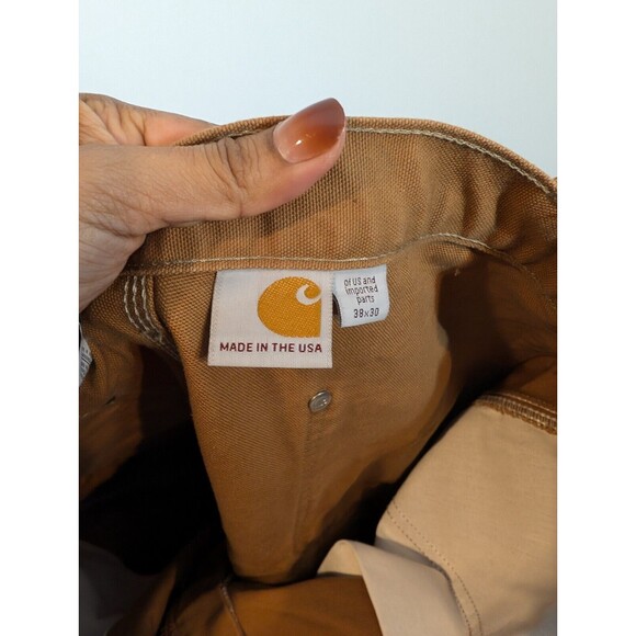 Carhartt Pants Men 38 Brown Loose Original Fit Barn Workwear B01-BRN Double Knee - Picture 9 of 11